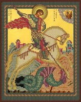 Ткань с нанесенным рисунком для вышивания бисером (схема без бисера)  Св. Георгий Победоносец