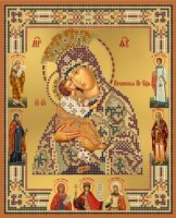 Ткань с нанесенным рисунком для вышивания бисером (схема без бисера)  Почаевская икона Божией Матери