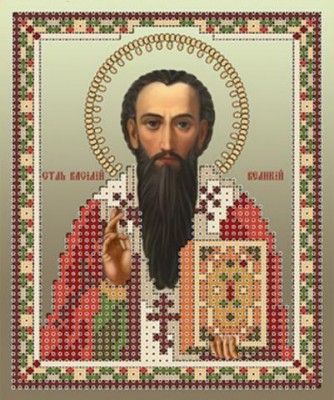 Ткань с нанесенным рисунком для вышивания бисером (схема без бисера)  Святитель Василий