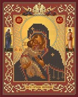 Ткань с нанесенным рисунком для вышивания бисером (схема без бисера)  Опочская икона Божией Матери /И-007