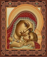 Ткань с нанесенным рисунком для вышивания бисером (схема без бисера)  Корсунская икона Божией Матери