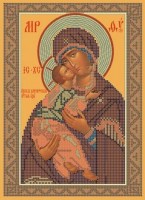 Ткань с нанесенным рисунком для вышивания бисером (схема без бисера)  Владимирская икона Божией Матери /И-011