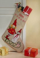 Набор для вышивания носка для подарков Пикси и снеговик /41-3257