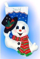 Набор для изготовления рождественского сапожка Снеговик со шляпой (Snowman with Top Hat) из фетра /5078