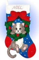 Набор для изготовления рождественского сапожка Серый котенок (Gray kitten) из фетра /5077