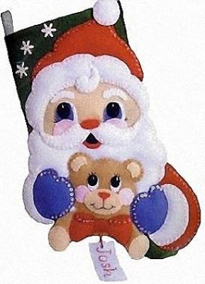 Набор для изготовления рождественского сапожка Санта с мишкой (Santa and Teddy) из фетра