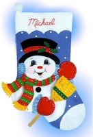 Набор для изготовления рождественского сапожка Снеговик с метлой (Snowman with Broom) /5055