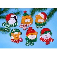Набор для изготовления 13 рождественских игрушекиз фетра Коты в шарфиках /5307