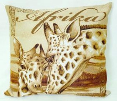Готовая наволочка для подушки (с вшитой молнией и обратной стороной) Африка (жирафы)