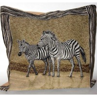Готовая наволочка для подушки (с вшитой молнией и обратной стороной)  Семья зебр