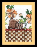 Набор для вышивания Кот на клетчатом покрывале (Brown Checkered Cat)