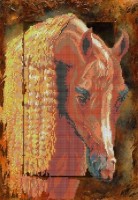 Ткань (схема без бисера) для вышивания бисером Рыжий конь