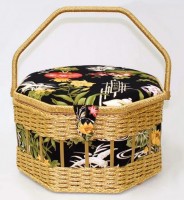 Шкатулка большой восьмигранник с плетением для рукоделия Японский сад /BN-4105