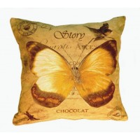 Готовая наволочка для подушки (с вшитой молнией и обратной стороной) Бабочка шоколад