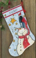 Набор для вышивания  Сапожок Снеговик в цилиндре (Tall Hat Snowman Stocking) /70-08924