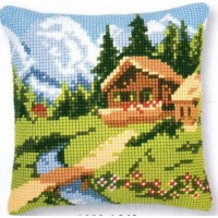 Набор для вышивания подушки Дом в горах /PN-0008747