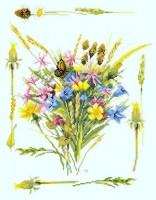 Полевые цветы (Field bouquet) (лен)