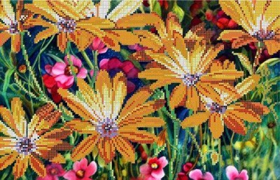 Ткань (схема без бисера) для вышивания бисером Таинственное цветение