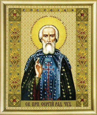 Набор для изготовления картины со стразами Икона святого преподобного Сергия Радонежского