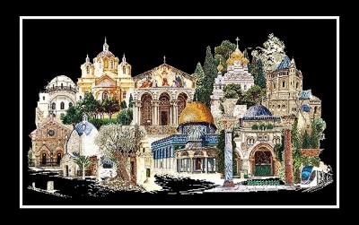 Набор для вышивания Иерусалим, Jerusalem (канва черная)