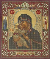 Набор для вышивания бисером в технике контурная гладь икона Опочская Богородица