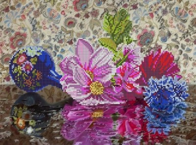 Ткань (схема без бисера) для вышивания бисером Цветочная феерия