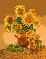 Набор для вышивания Подсолнухи в глиняной вазе (Sun flowers in clay vase) гобелен