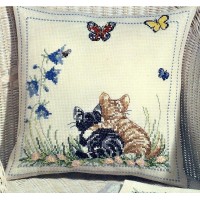 Набор для вышивания Подушка Друзья котята