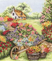 Набор для вышивания Тачка с цветами (Floral Wheelbarrow)