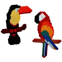 Набор для вышивания 3D-СТИЧ на пластиковой канве Магнитики Экзотические птицы /М004