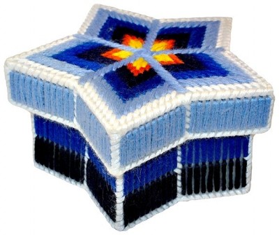 Наборы для вышивания 3D-СТИЧ на пластиковой канве Шкатулка-звезда Ультрамарин