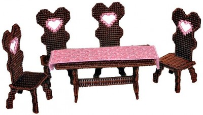 Набор для вышивания 3D-СТИЧ на пластиковой канве Комплект мебели Амелия Стол и 4 стула
