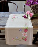 Набор для вышивания дорожки Розовые цветы и бабочки