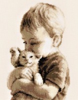 Набор для вышивания Мальчик с котенком /PN-0148508