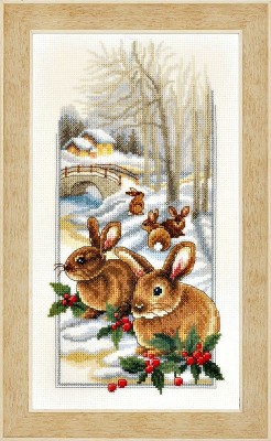 Набор для вышивания Кролики на снегу