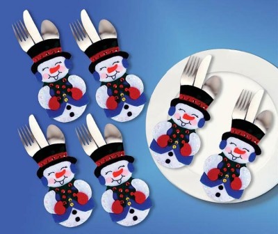 Набор для изготовления рождественских игрушек Комплект 6 рождественских кармашков (фетр) Снеговики