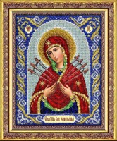Наборы для вышивания бисером по напечатанной основе Икона Богородица Семистрельная /Б1026