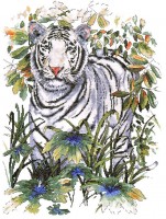 Комплект для вышивания крестом Белый тигр. По картине Джерри Совица (White Tiger, Jerry Sawitz)