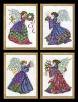 Комплект для вышивания крестом 4 Рождественских Ангела. По рисунку Джоан Эллиотт (Four Christmas Angels, Joan Elliott)