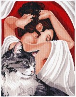 Набор для вышивания Девушка с котом