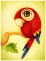 Набор для изготовления картины стразами  (алмазная мозаика-вышивка) Красный попугай