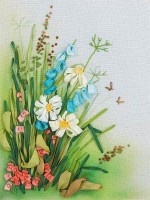 Набор для вышивания лентами и гладью Полевые цветы. Ромашки /ЖК-2061