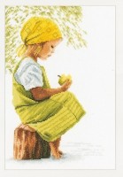 Набор для вышивания Девочка с яблоком (Girl With Apple) канва /PN-0021213 (35166A)