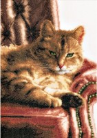 Набор для вышивания Отдыхающий полосатый кот (Relaxed Tabby) канва /PN-0021762A