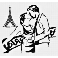 Набор для вышивания Поцелуй в Париже (графика) /НВ-160