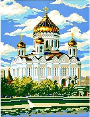 Набор для изготовления картины стразами  (алмазная мозаика-вышивка) Храм Христа Спасителя