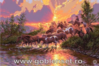Набор для вышивания Лошадиная прогулка (Horses walk promenade) гобелен