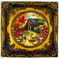 Набор для вышивки крестом Осенний пейзаж (Autumn scenery) с рамкой /100104