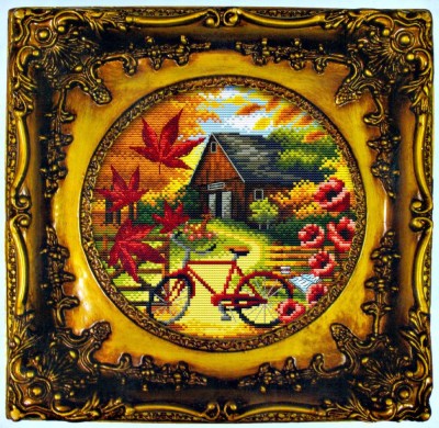 Набор для вышивки крестом Осенний пейзаж (Autumn scenery) с рамкой