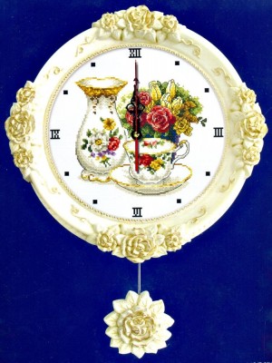 Набор для вышивки крестом Часы Чайная чашка и цветок (Teacup and flower)